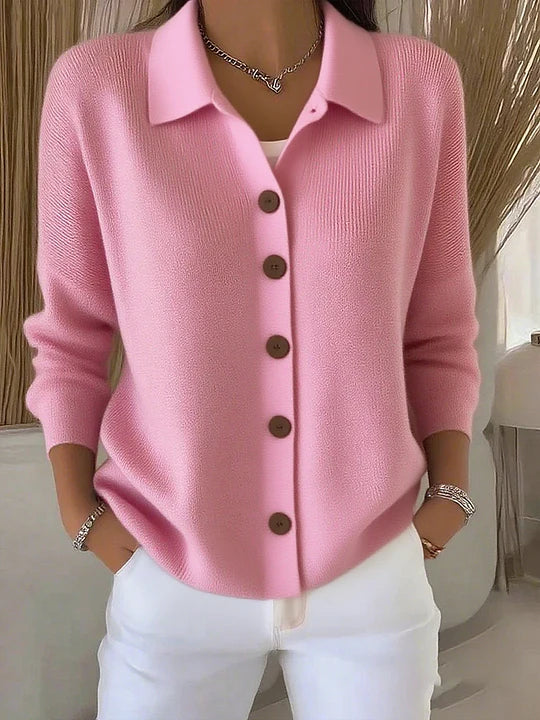 Justine | Veste en Tricot avec Col et Boutons