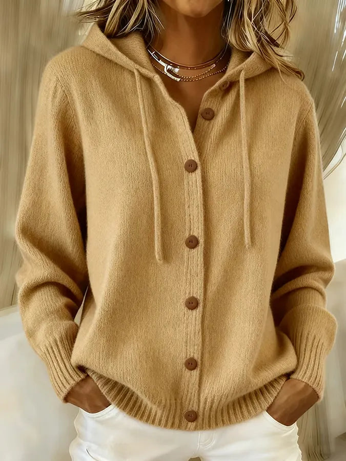 Blandine | Veste en Maille avec Capuche et Boutons