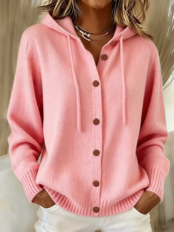 Blandine | Veste en Maille avec Capuche et Boutons