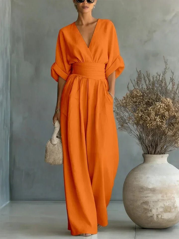 Combinaison élégante col V taille haute • S1