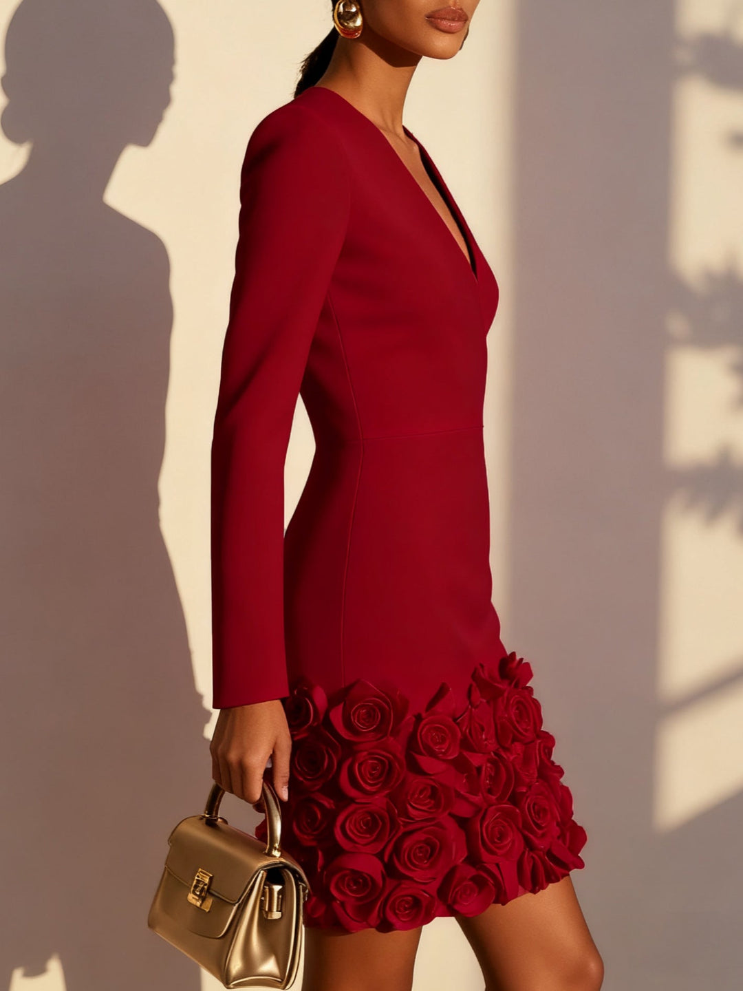 Annabelle | Robe mini ajustée avec ourlet sculpté en forme de rose
