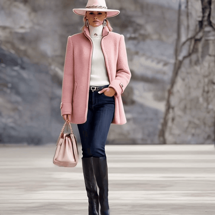 Rosalie | Veste polaire rose vintage zippée
