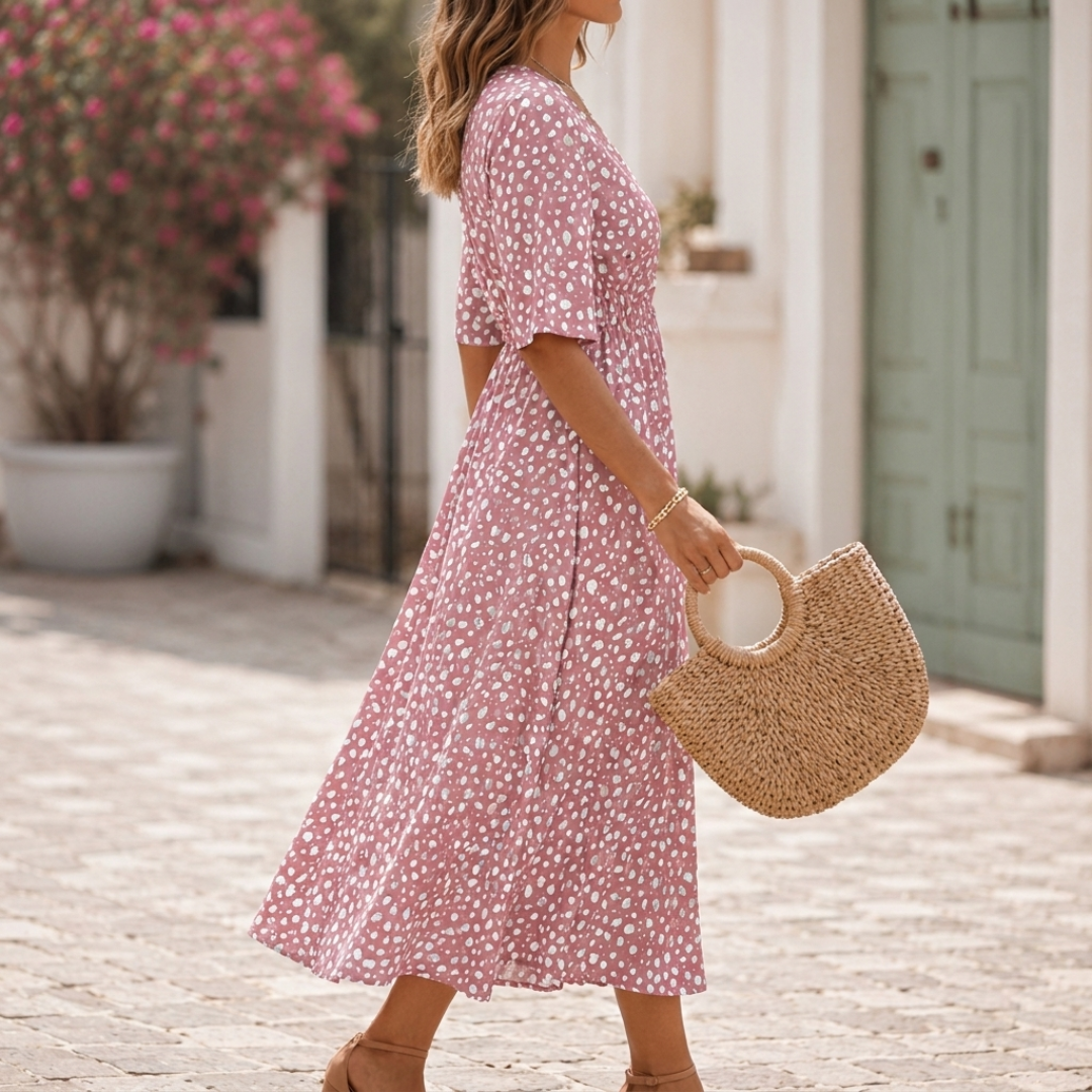 Francesca™ | Robe Midi Élégante à Effet Ventre Plat