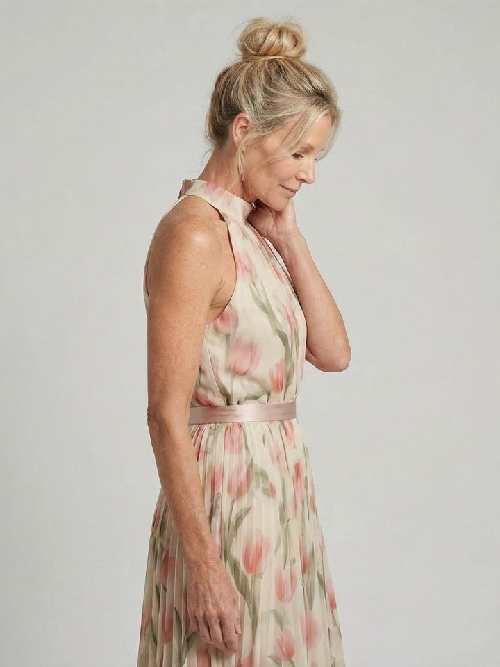 Aurelle™ Robe midi fleurie à encolure dos-nu