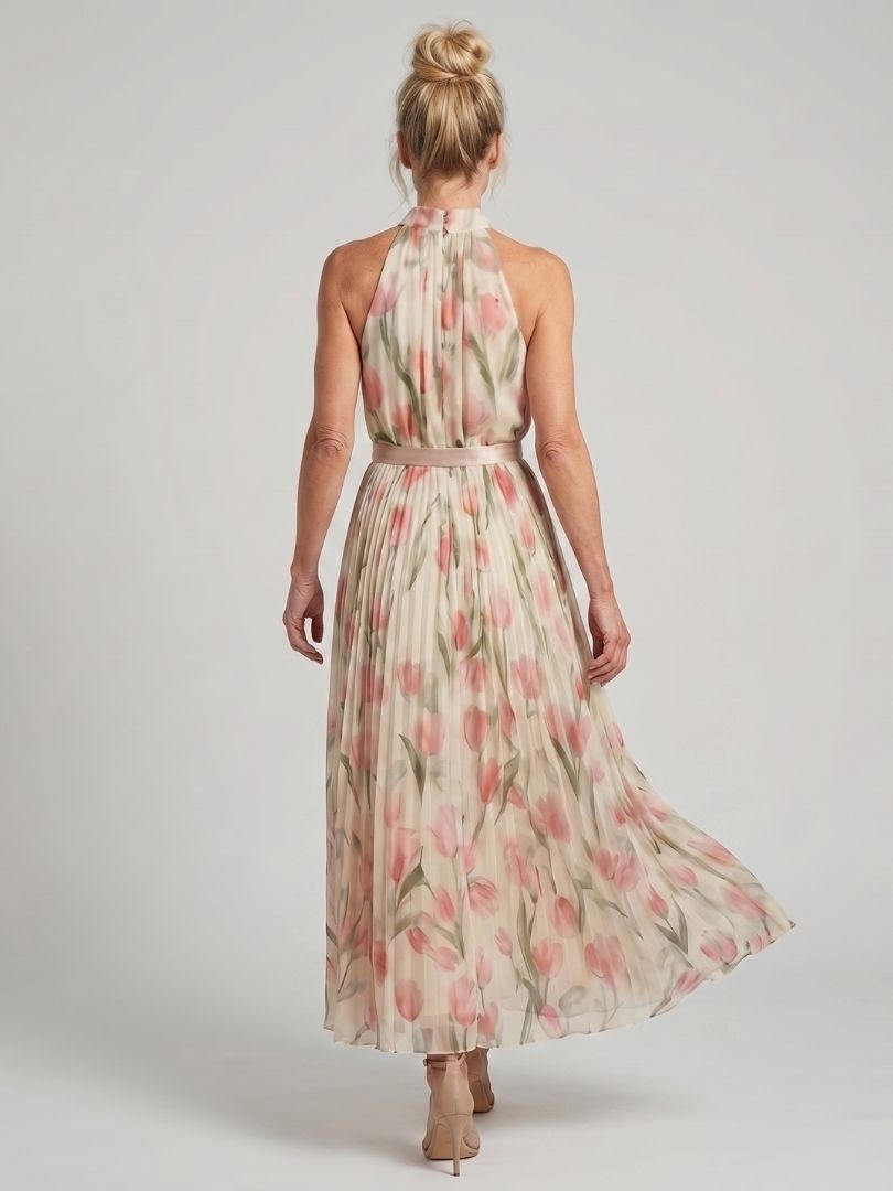 Aurelle™ Robe midi fleurie à encolure dos-nu