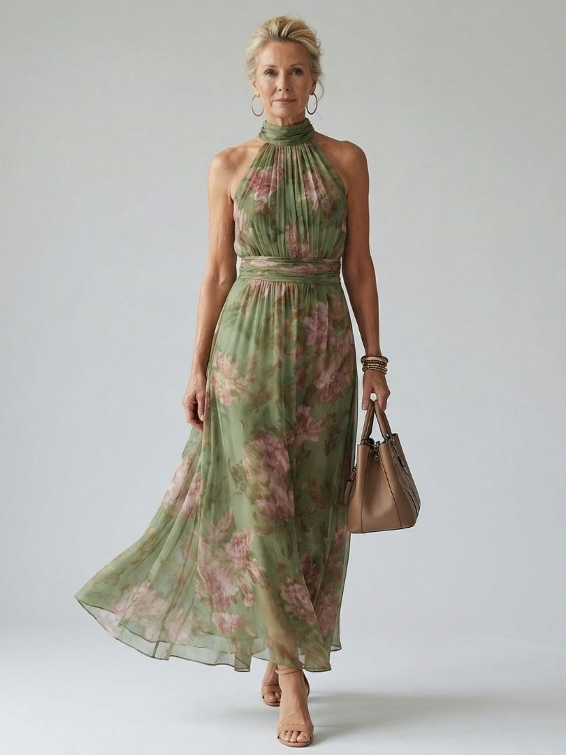 Mirelle™ Robe midi dos-nu froncée