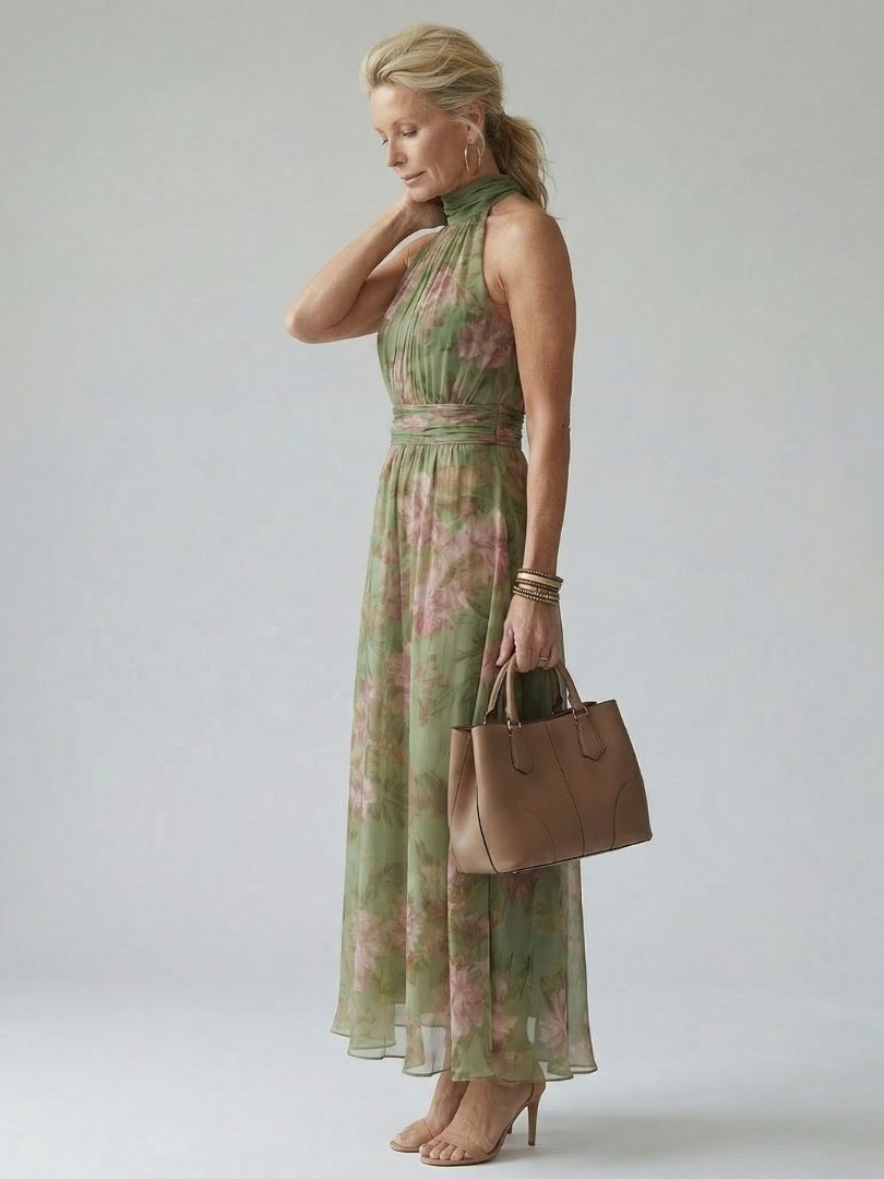 Mirelle™ Robe midi dos-nu froncée