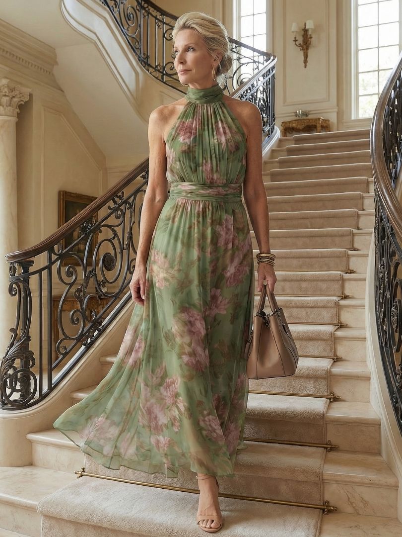 Mirelle™ Robe midi dos-nu froncée