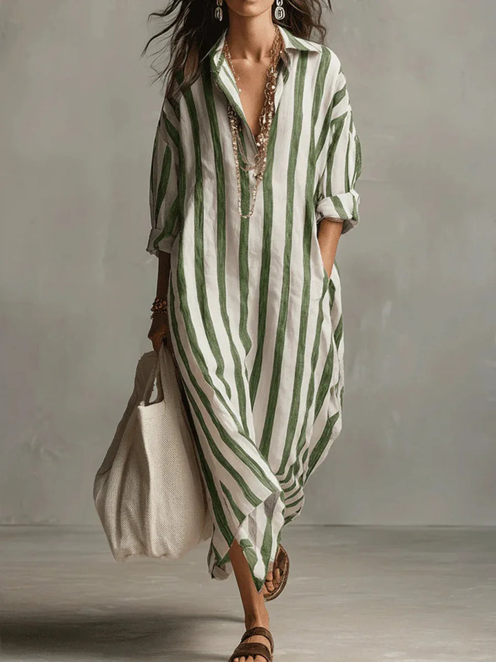 Scout | Robe-chemise longue rayée à manches longues avec poches latérales pratiques