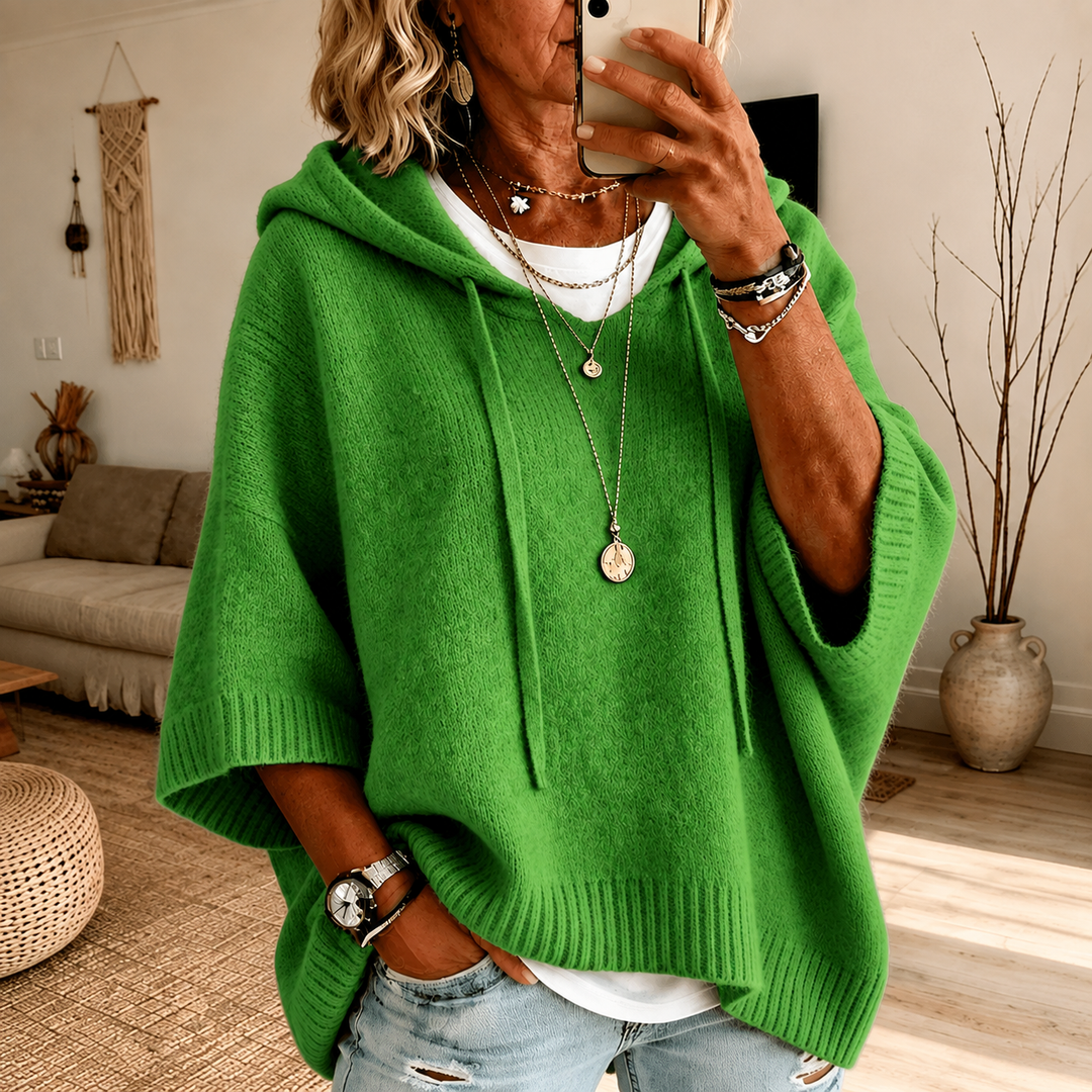 Margaux – Poncho-pull vert élégant