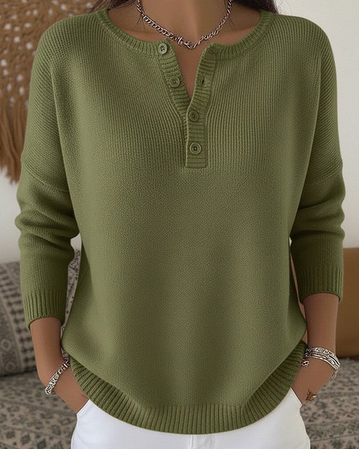 Henriette | Pull en Tricot avec Boutons Henley