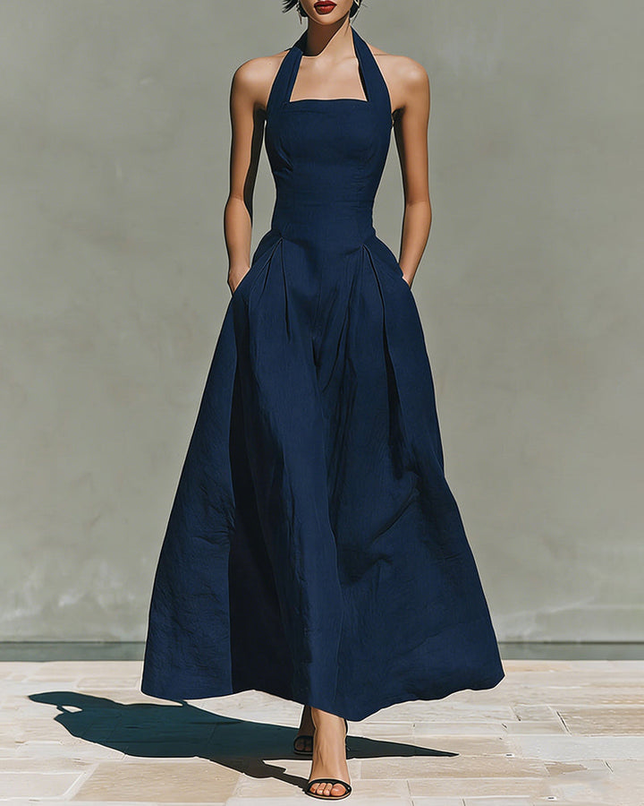Colette™ | Robe en Coton et Lin à Col Halter, Style Rétro