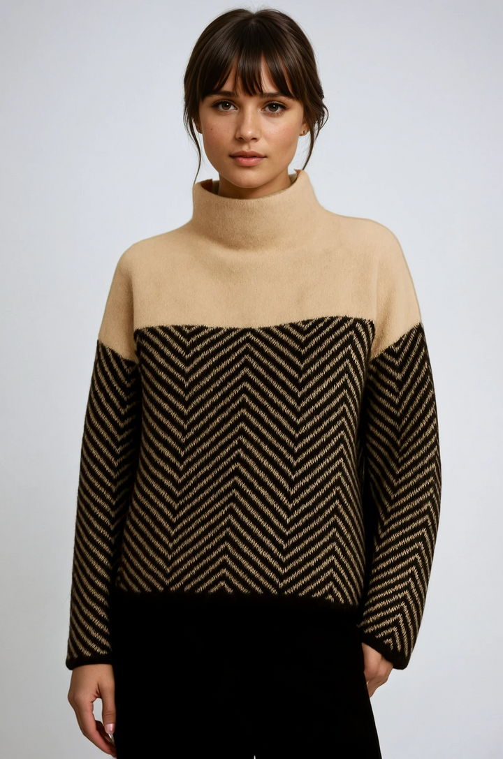 Halle | Pull à col cheminée à motif chevrons