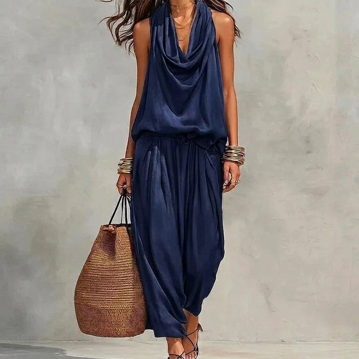 Ambra | Ensemble Fluide Haut Dos-Nu Drapé et Pantalon
