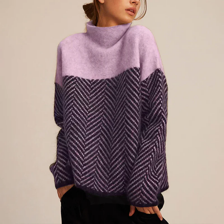 Halle | Pull à col cheminée à motif chevrons
