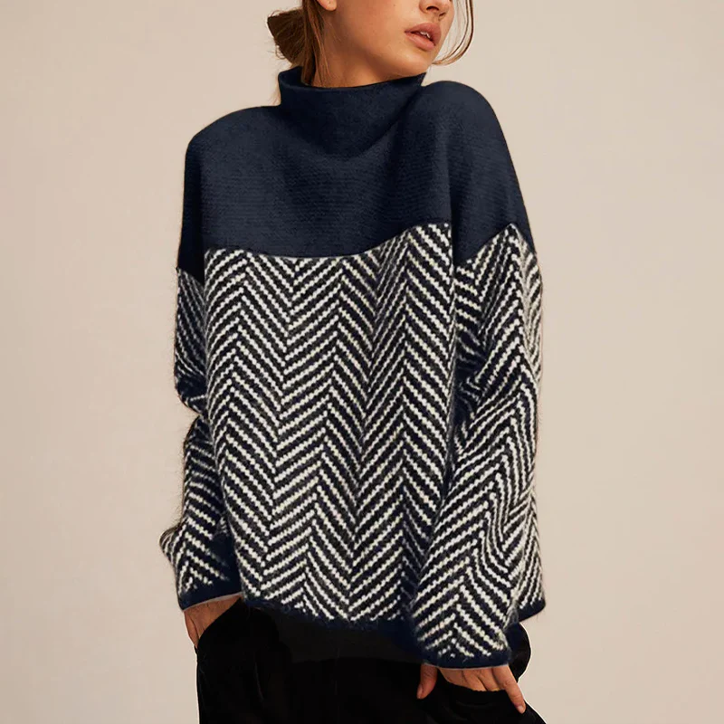 Halle | Pull à col cheminée à motif chevrons