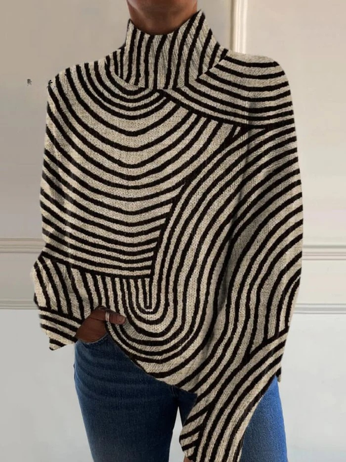 Carys | Pull à col roulé à motif rayé