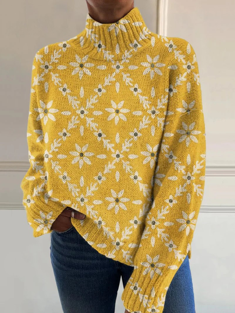 Ingeborg | Pull à col montant à motif floral