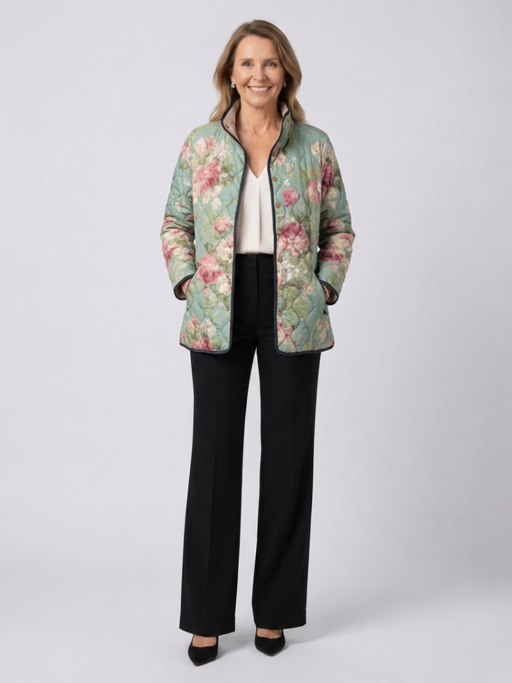 Claire | Veste Matelassée Roses Anciennes