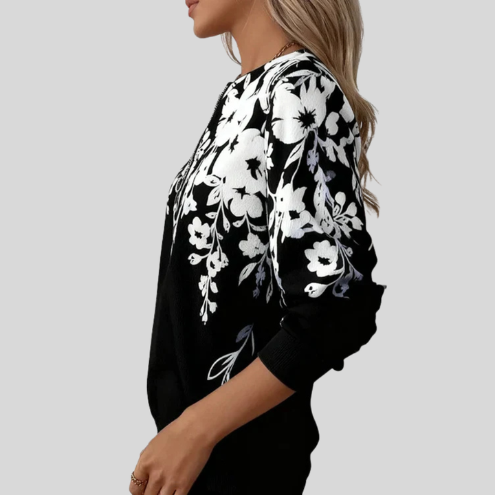 Aveline | Sweat Zippé Fleurs Graphiques