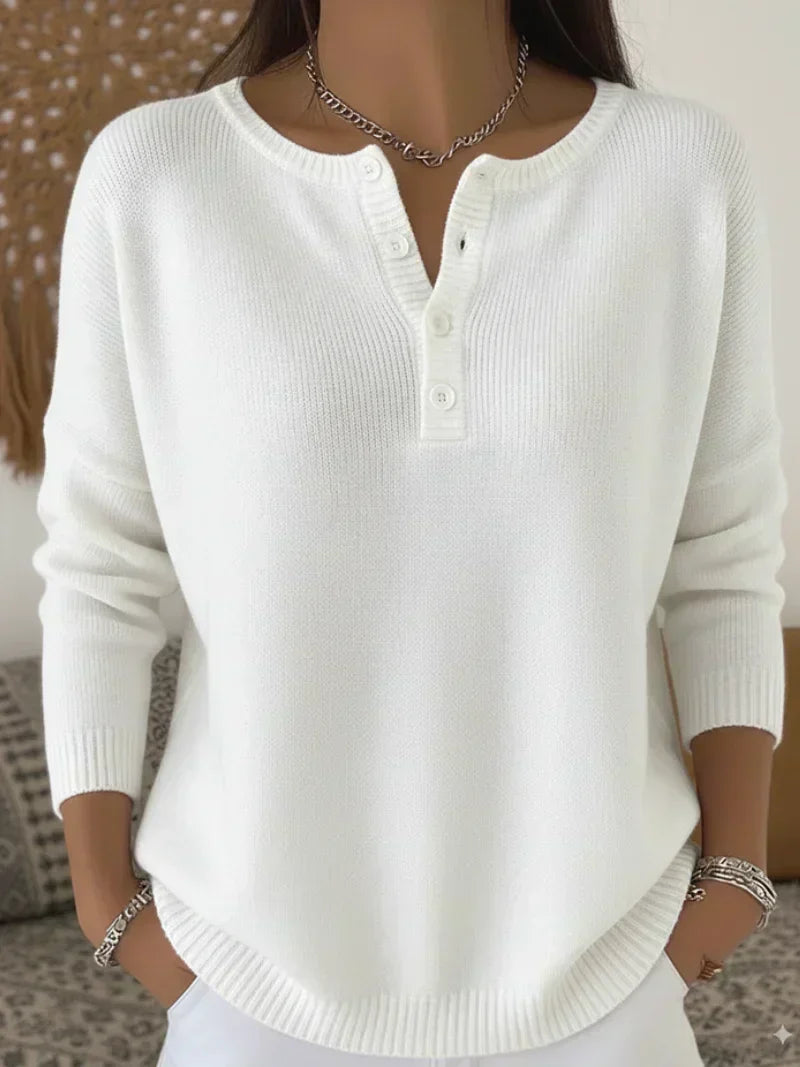 Henriette | Pull en Tricot avec Boutons Henley