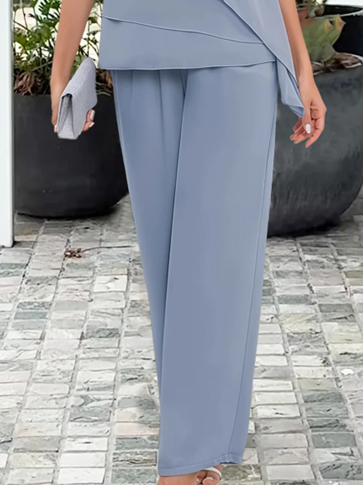 Winnie | Ensemble Blouse Asymétrique Superposée et Pantalon Large