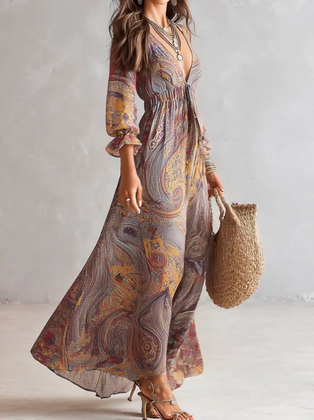 Cosima | Robe Maxi Chiffon Imprimé Paisley à Col V