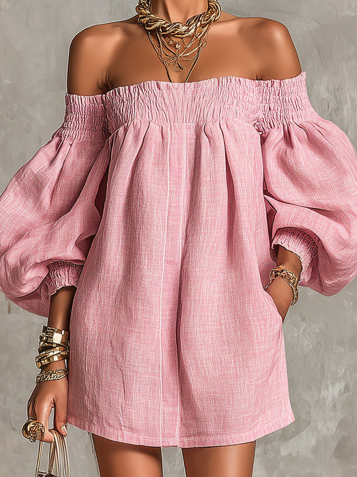 Rosaline | Robe Mini Épaules Dénudées à Manches Bouffantes