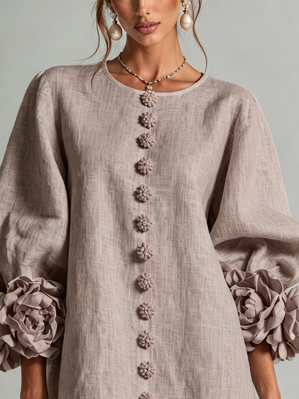 Sadie | Robe Mini Boutonnée à Poignets Fleuris