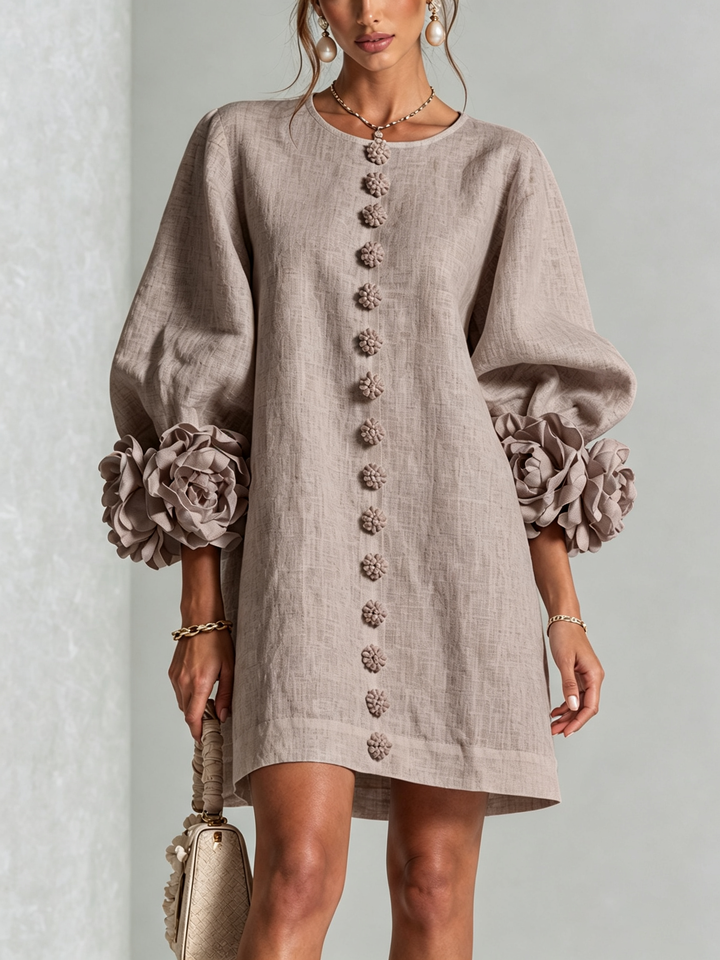 Sadie | Robe Mini Boutonnée à Poignets Fleuris