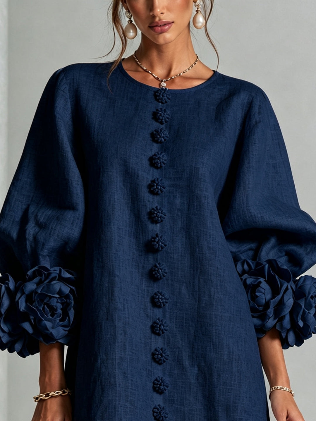 Amelia | Robe Mini à Poignets Rosettes