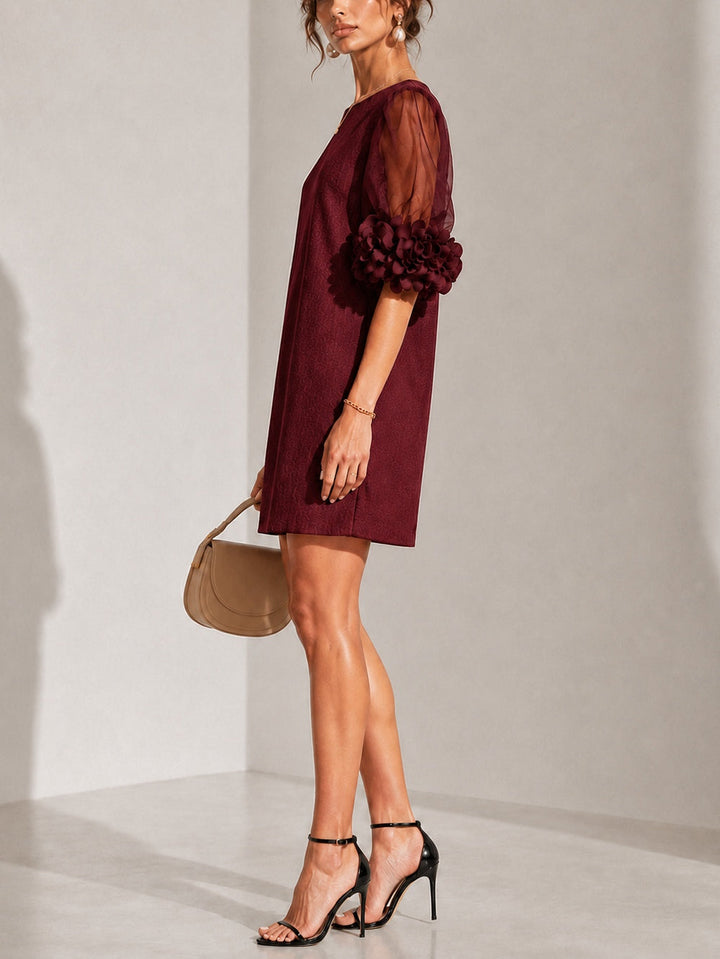 Philippa | Robe Mini à Manches Bouffantes et Poignets Fleuris