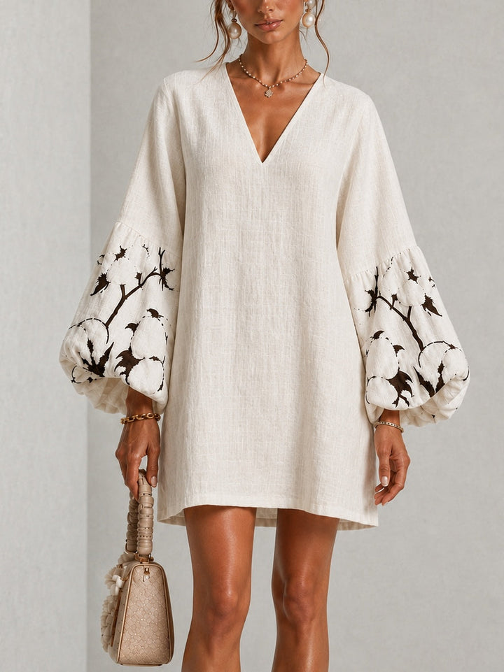 Waverly | Robe Mini Fleurie à Manches Bouffantes