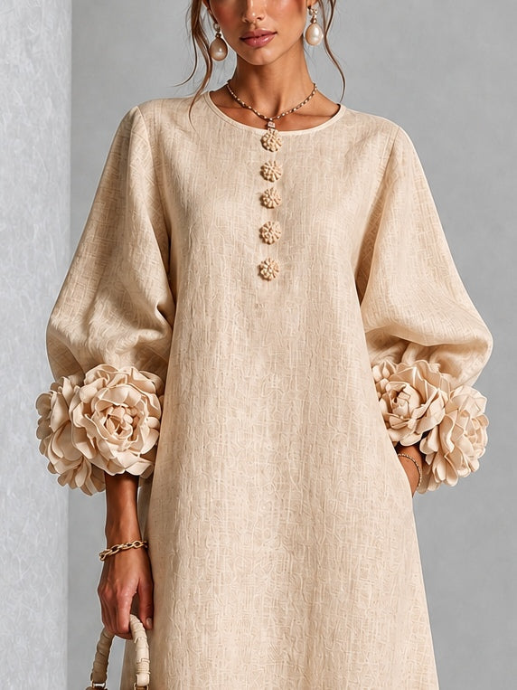 Rosanne | Robe Midi à Poignets Rosettes