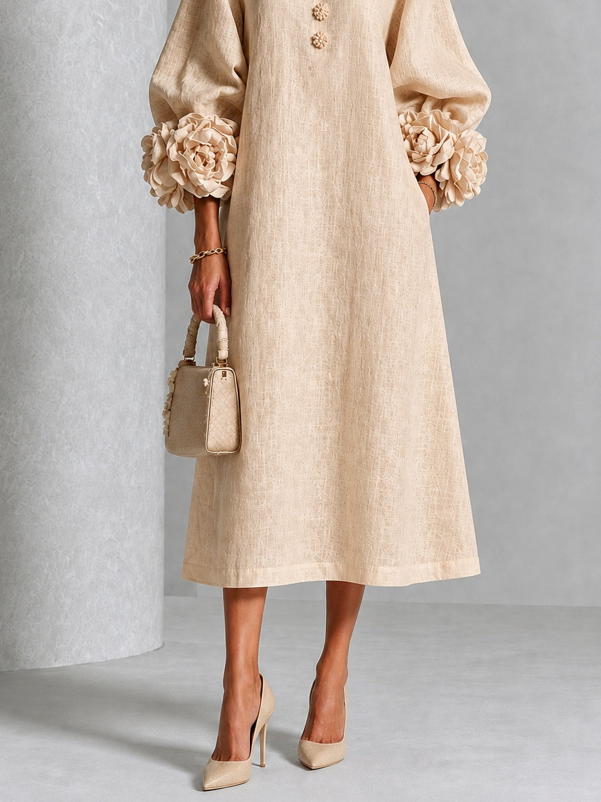 Rosanne | Robe Midi à Poignets Rosettes