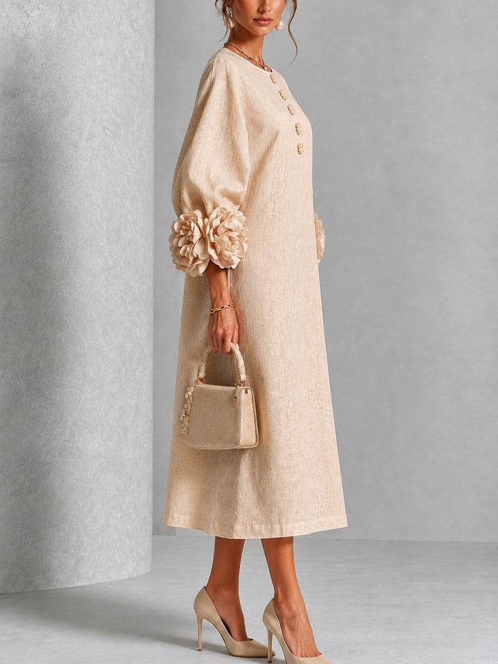 Rosanne | Robe Midi à Poignets Rosettes