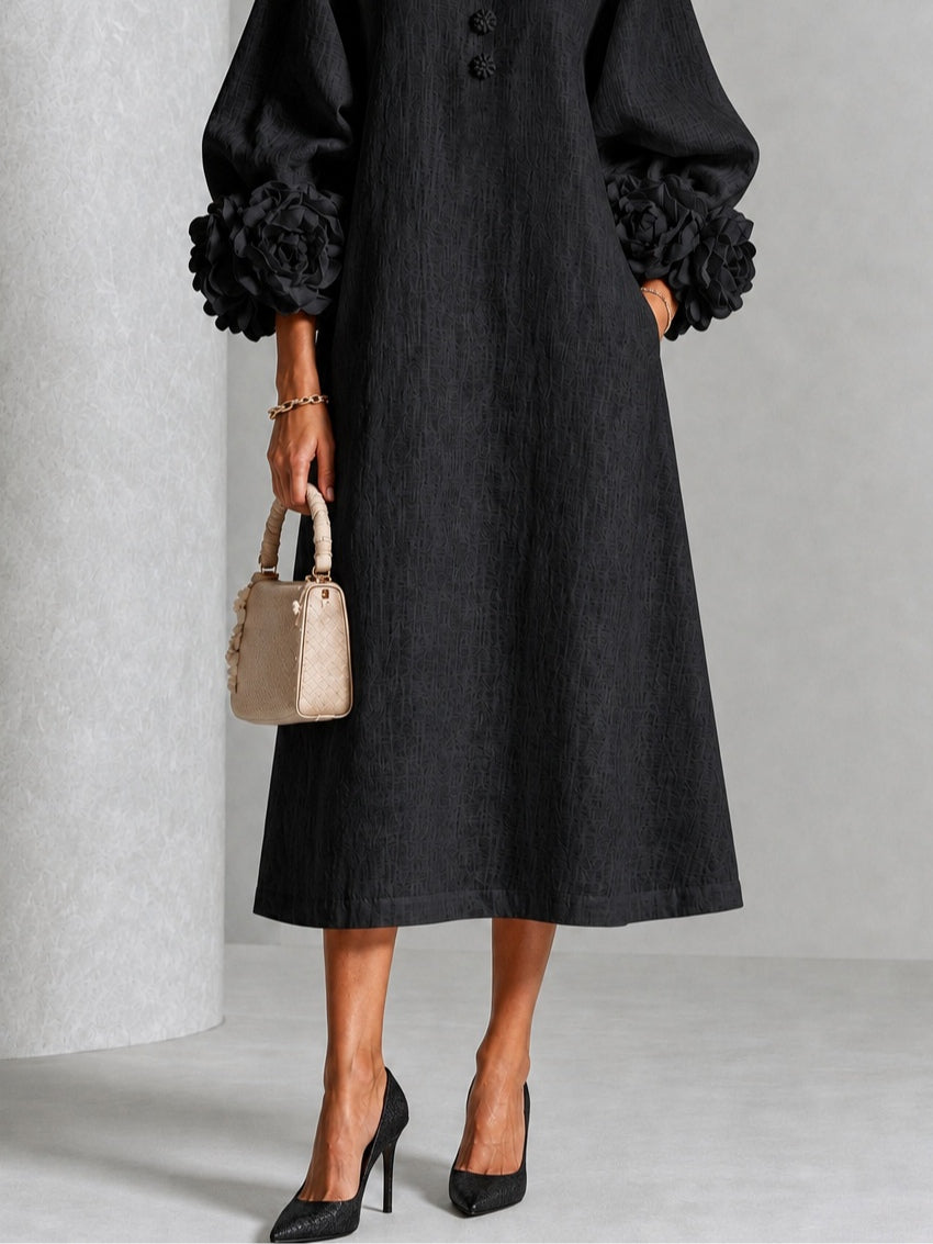 Adriana | Robe Midi à Poignets Fleuris