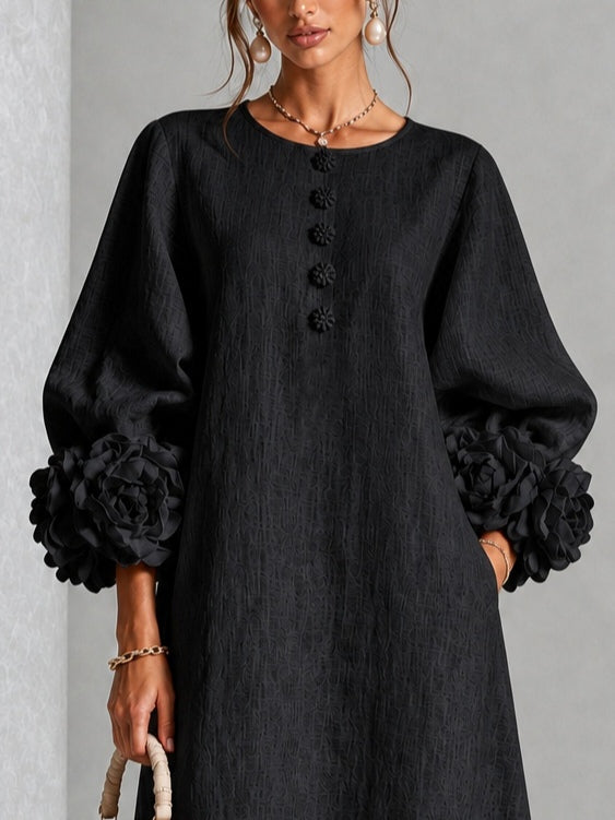 Adriana | Robe Midi à Poignets Fleuris