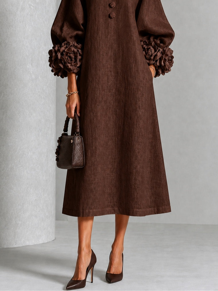 Beverly | Robe Midi à Poignets Rosettes