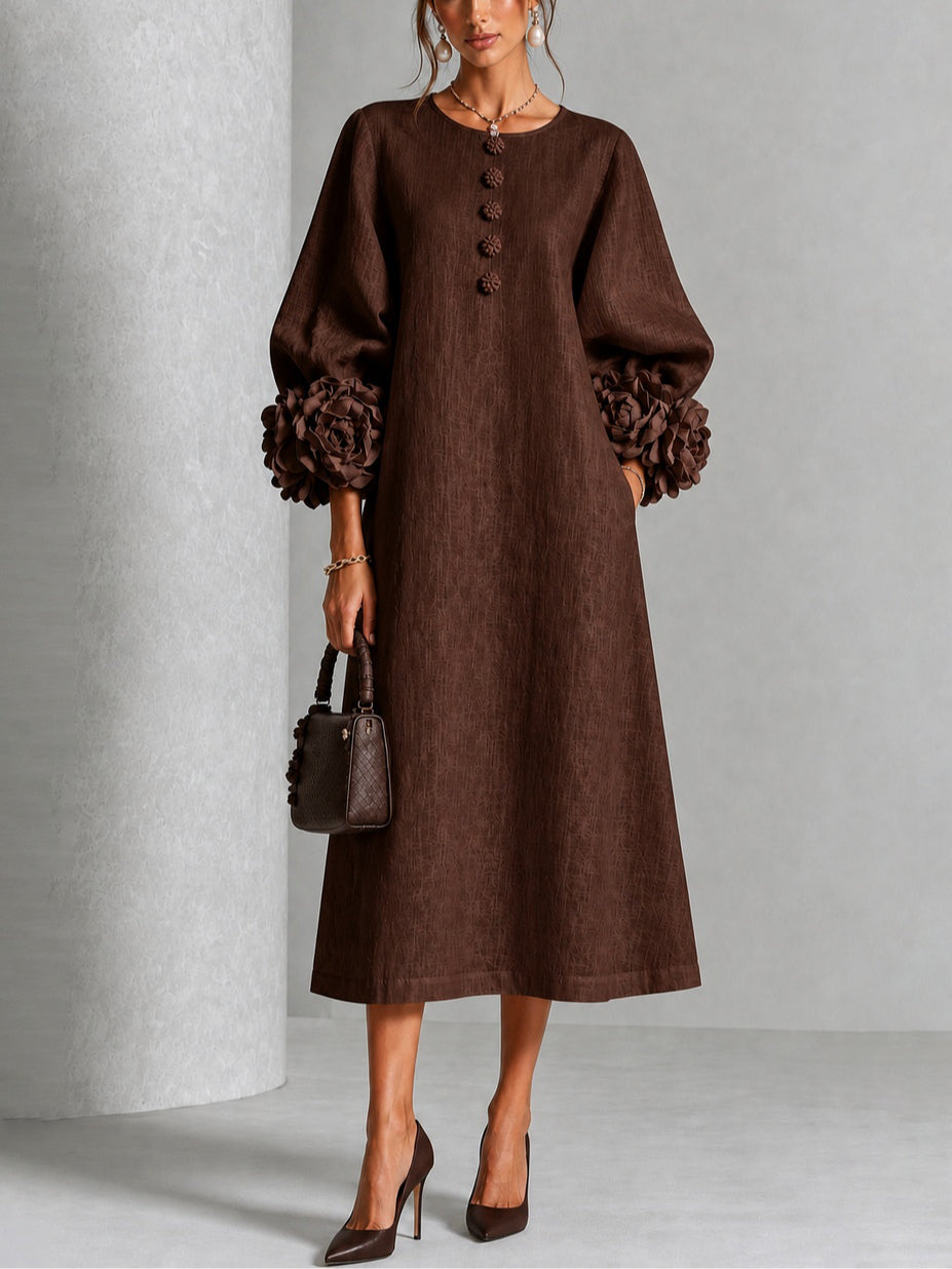 Beverly | Robe Midi à Poignets Rosettes
