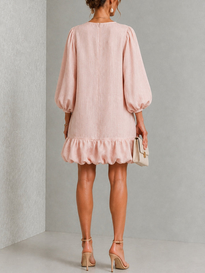 Rosalyn | Robe Mini à Manches Bouffantes et Boutons Fleuris