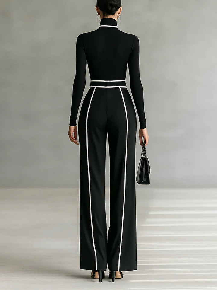Emma | Ensemble Élégant à Col Montant et Pantalon Large