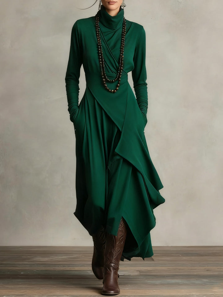 Lori | Robe vintage à col roulé asymétrique