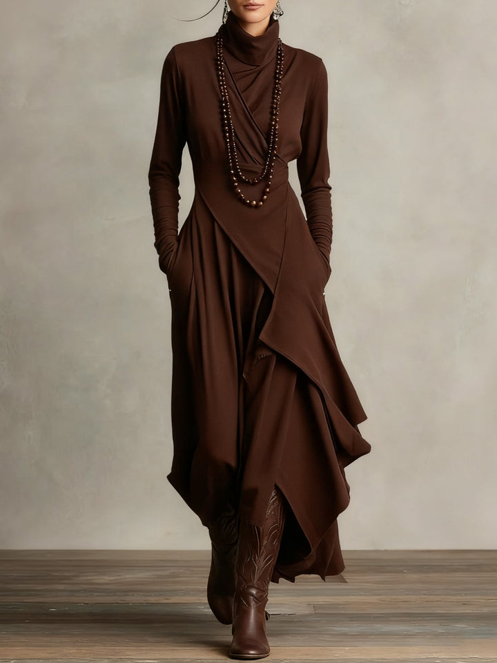 Lori | Robe vintage à col roulé asymétrique