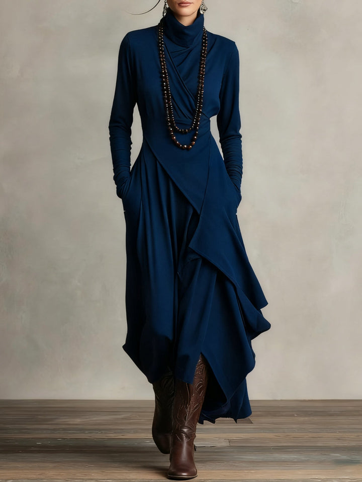 Lori | Robe vintage à col roulé asymétrique