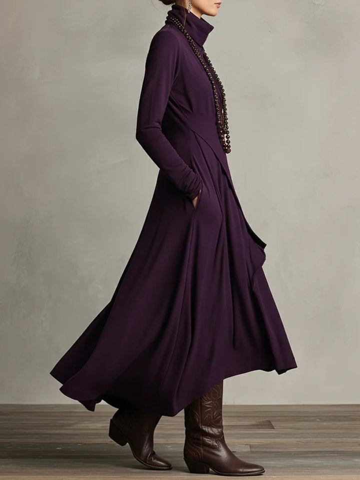 Lori | Robe vintage à col roulé asymétrique