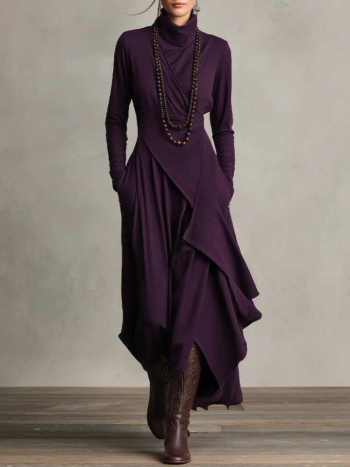 Lori | Robe vintage à col roulé asymétrique