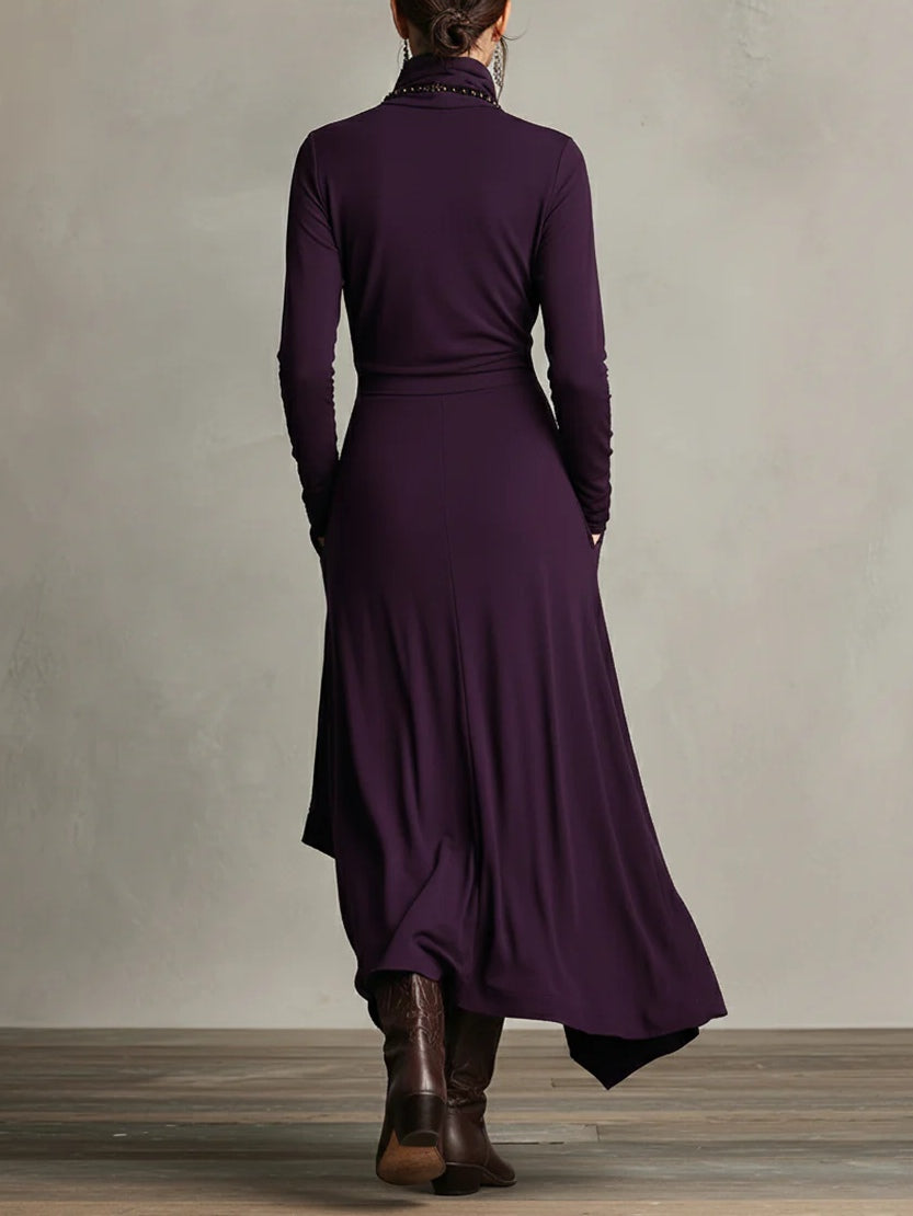 Lori | Robe vintage à col roulé asymétrique
