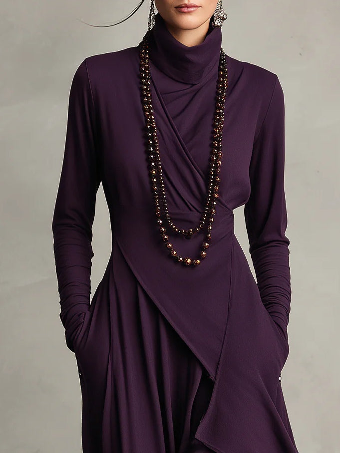 Lori | Robe vintage à col roulé asymétrique