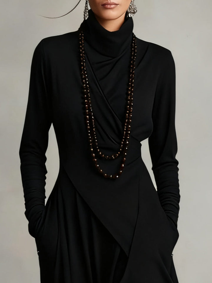Lori | Robe vintage à col roulé asymétrique